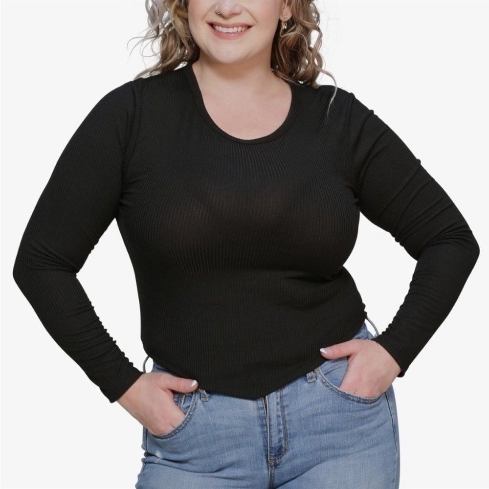Just Polly Trendy Plus Size V-Hem Ribbed Top 2X New with tag, long sleeve shirt